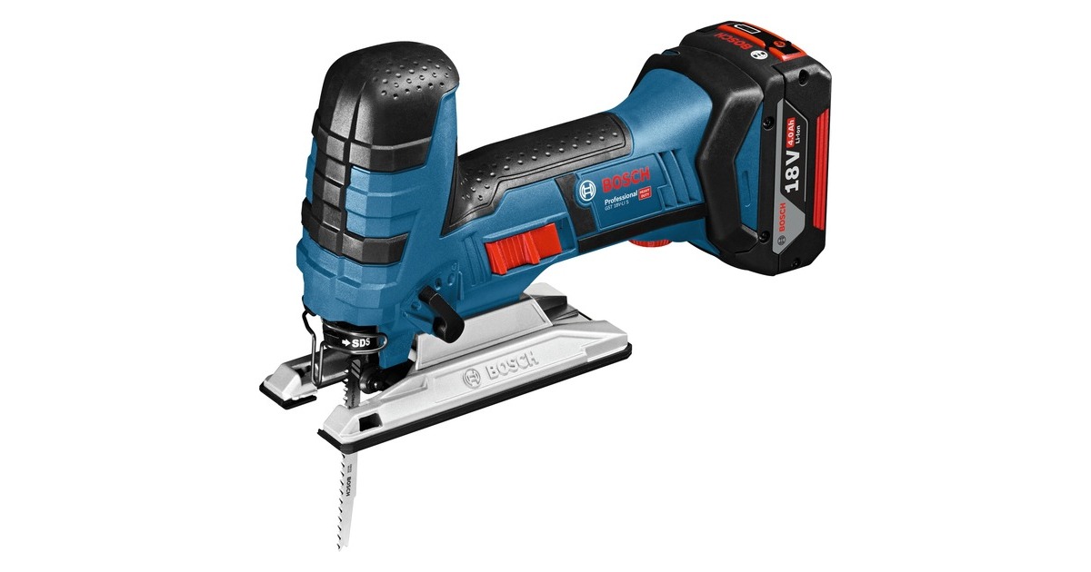 Bosch Akku-Stichsäge GST 18V-LI S Professional, 18 Volt(blau/schwarz, 2x Li-Ionen Akku 4,0Ah, in L-BOXX)