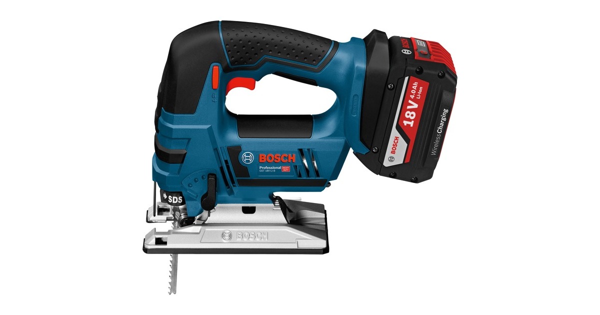 Bosch Akku-Stichsäge GST 18V-Li B Professional, 18 Volt(blau/schwarz, 2x Li-Ionen Akku 4,0Ah, in L-BOXX)