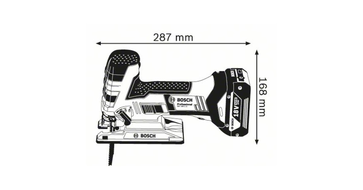 Bosch Akku-Stichsäge GST 18V-Li S Professional solo(blau, ohne Akku und Ladegerät, in L-BOXX 136)