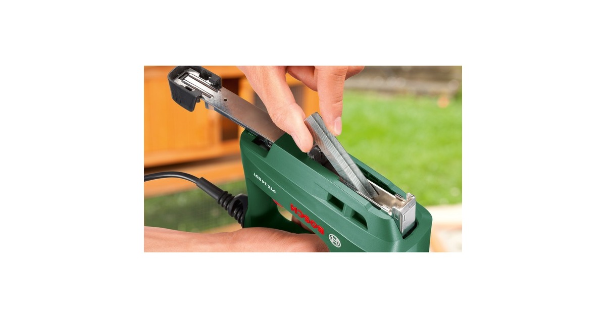 Bosch Akku-Tacker PTK 3,6 Li, Elektrotacker(grün, inkl. 1.000 Klammern)