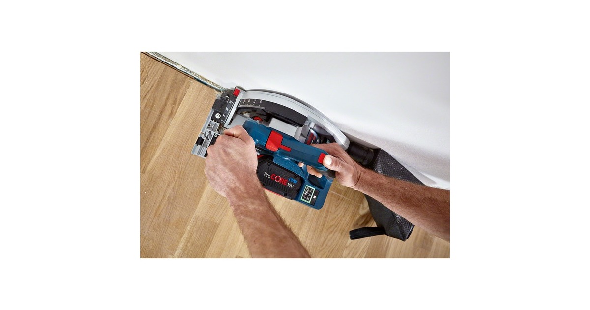 Bosch Akku-Tauchsäge BITURBO GKT 18V-52 GC Professional, Handkreissäge(blau/schwarz, 2x Akku ProCORE18V 5,5Ah, Führungsschiene, L-BOXX)
