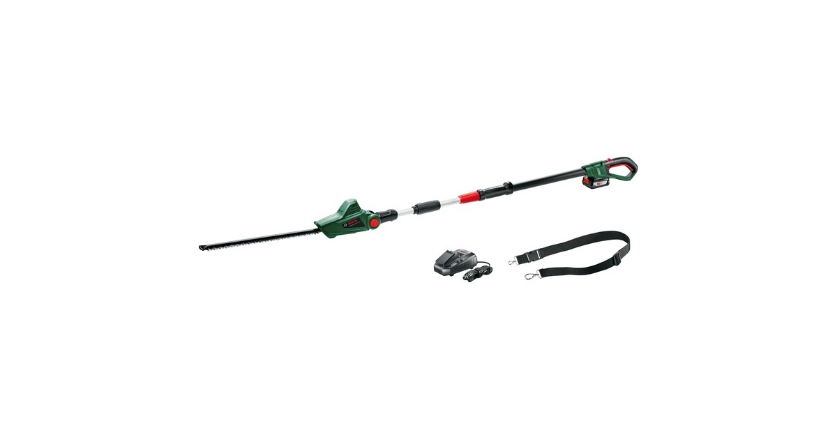 Bosch Akku-Teleskop-Heckenschere UniversalHedgePole 18, 18Volt(grün/schwarz, Li-Ionen Akku 2,0Ah, POWER FOR ALL ALLIANCE)