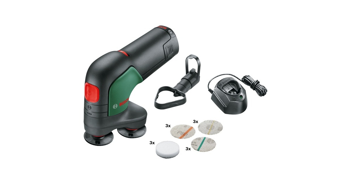 Bosch Akku-Tellerschleifer und -Polierer EasyCurvSander 12(grün/schwarz, Li-Ionen Akku 2,0Ah)
