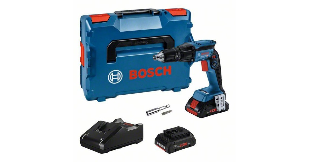 Bosch Akku-Trockenbauschrauber GTB 18V-45 Professional(blau/schwarz, 2x Akku ProCORE18V 4,0Ah, in L-BOXX)
