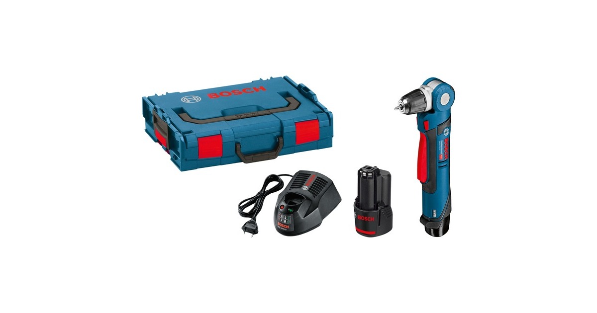 Bosch Akku-Winkelbohrschrauber GWB 12V-10 Professional, 12Volt(blau/schwarz, 2x Li-Ionen Akku 2,0Ah, in L-BOXX)