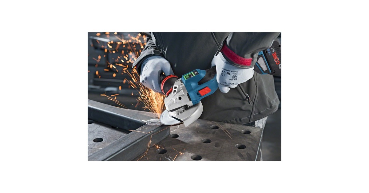 Bosch Akku-Winkelschleifer BITURBO GWS 18V-15 SC Professional(blau/schwarz, 2x Akku ProCORE18V 8,0Ah, Bluetooth Modul, in L-BOXX)