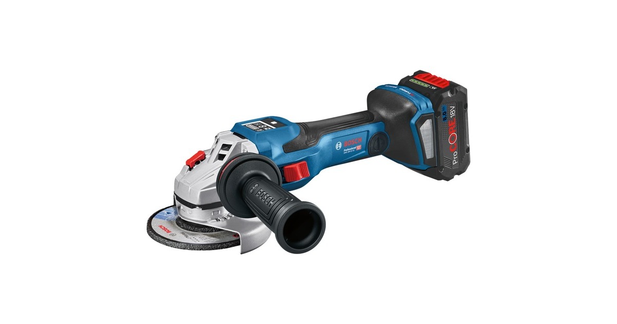 Bosch Akku-Winkelschleifer BITURBO GWS 18V-15 SC Professional(blau/schwarz, 2x Akku ProCORE18V 5,5Ah, Bluetooth Modul, in L-BOXX)