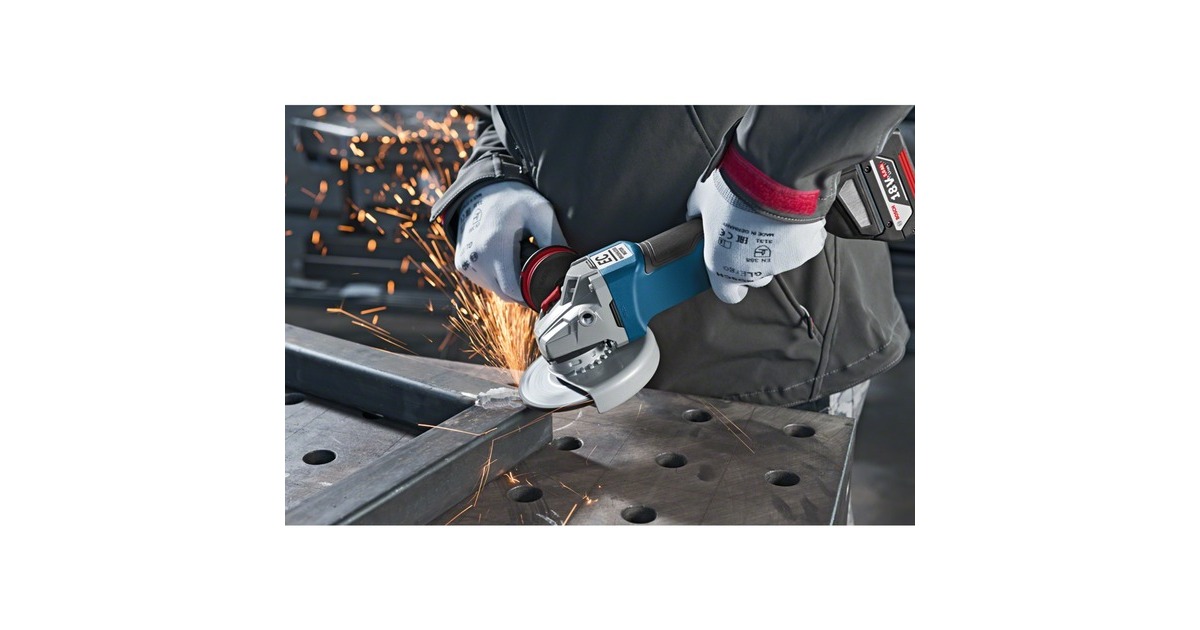 Bosch Akku-Winkelschleifer GWS 18V-10 PC Professional(blau/schwarz, 2x Li-Ionen Akku 5,0Ah, in L-BOXX)