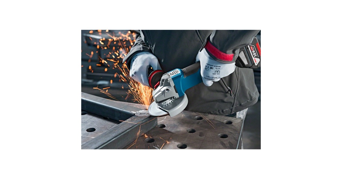 Bosch Akku-Winkelschleifer GWS 18V-10 PC Professional solo, 18Volt(blau/schwarz, ohne Akku und Ladegerät, in L-BOXX)