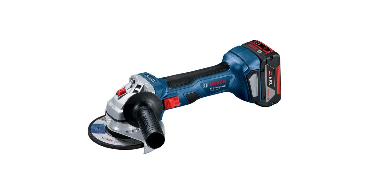 Bosch Akku-Winkelschleifer GWS 18V-7 Professional, Set(blau/schwarz, 2x Li-Ionen Akku 4,0Ah, L-BOXX)