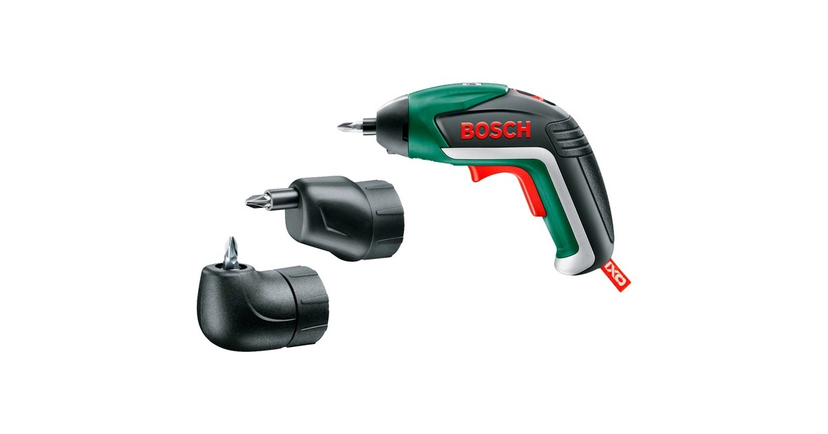 Bosch Akkuschrauber IXO 5 Full Set, 3,6Volt(grün/schwarz, Li-Ionen Akku 1,5Ah, Exzenter- und Winkel-Aufsatz)