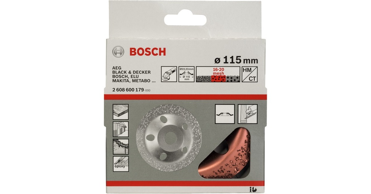 Bosch Carbide-Schleifkopf, Ø 115mm, mittelgrob, schräg, Schleifscheibe(Bohrung 22,23mm)