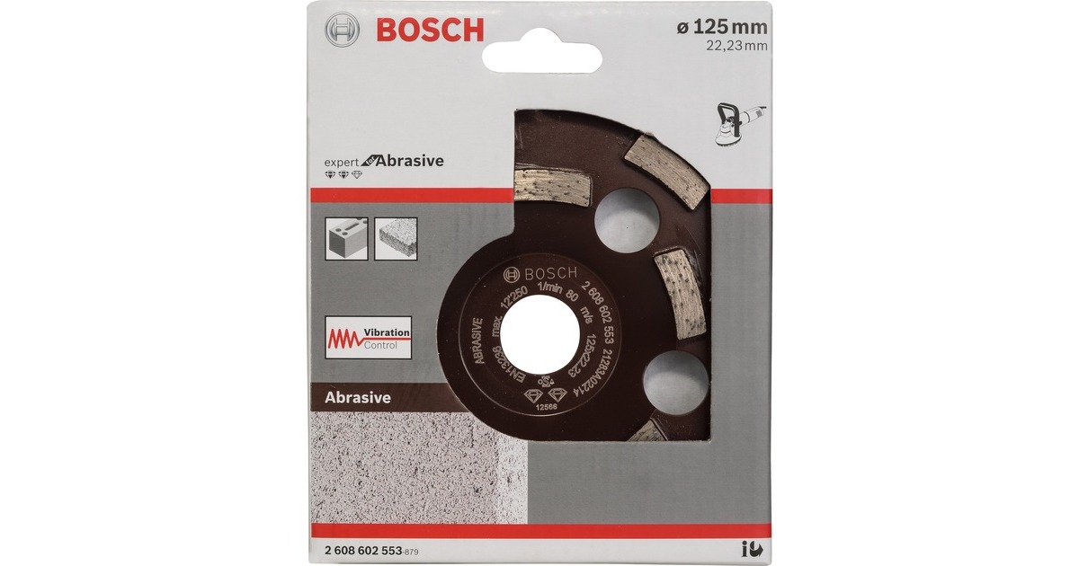 Bosch Diamant-Topfscheibe Expert for Abrasive, Ø 125mm, Schleifscheibe(Bohrung 22,23mm, für Beton- und Winkelschleifer)