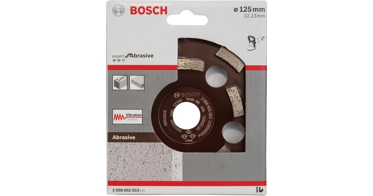 Bosch Diamant-Topfscheibe Expert for Abrasive, Ø 125mm, Schleifscheibe(Bohrung 22,23mm, für Beton- und Winkelschleifer)