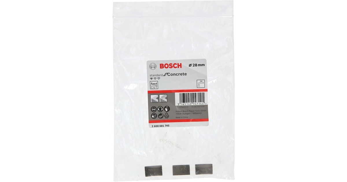 Bosch Diamantbohrkronen-Segmente Standard for Concrete, Bohrer(3 Stück, für Bohrkrone Ø 28mm)
