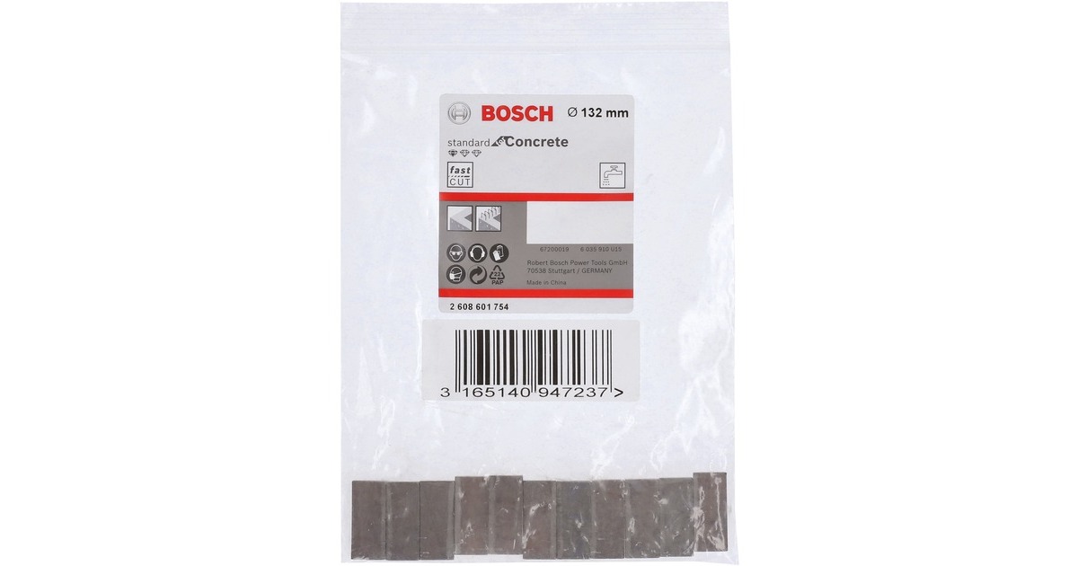 Bosch Diamantbohrkronen-Segmente Standard for Concrete, Bohrer(11 Stück, für Bohrkrone Ø 132mm)