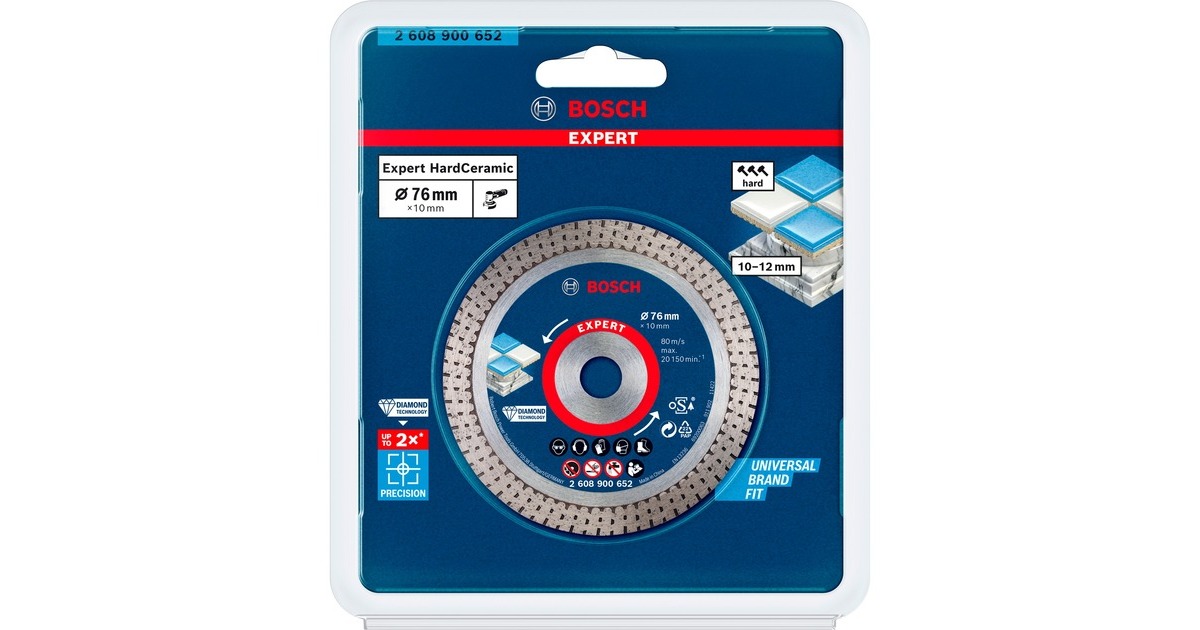 Bosch Diamanttrennscheibe Expert HardCeramic, Ø 76mm(Bohrung 10mm, für Mini-Winkelschleifer)