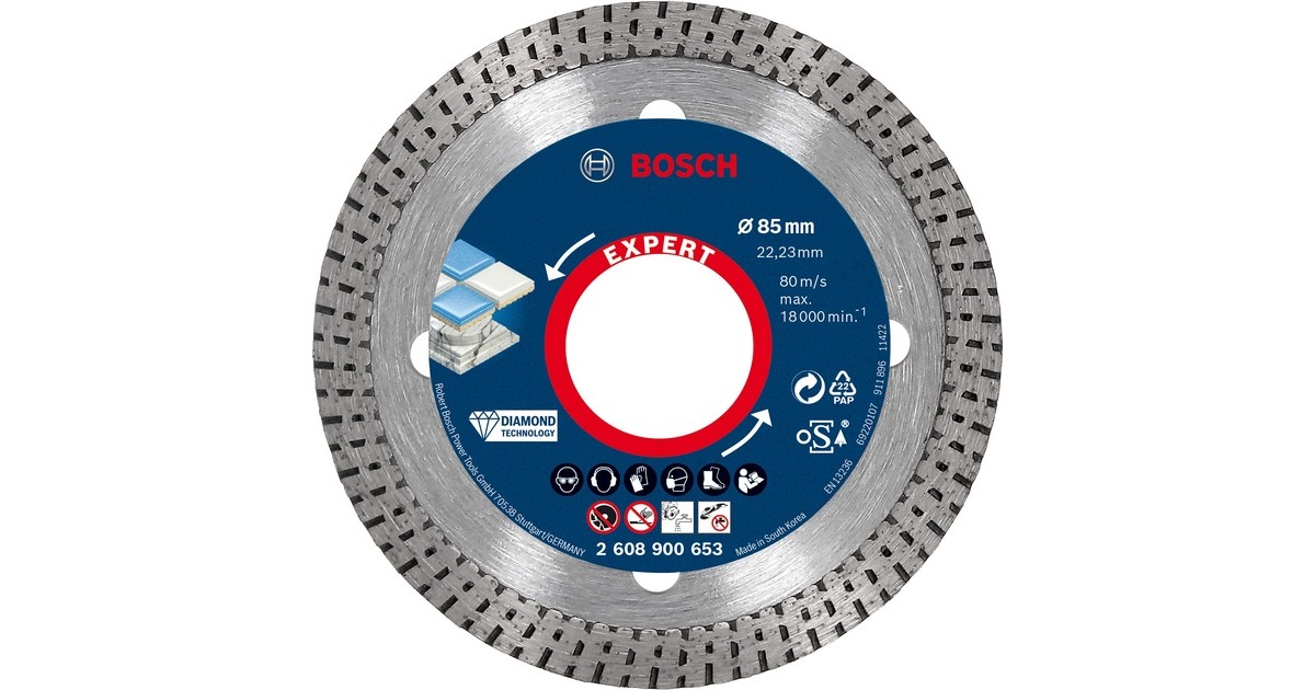 Bosch Diamanttrennscheibe Expert HardCeramic, Ø 85mm(Bohrung 22,23mm)