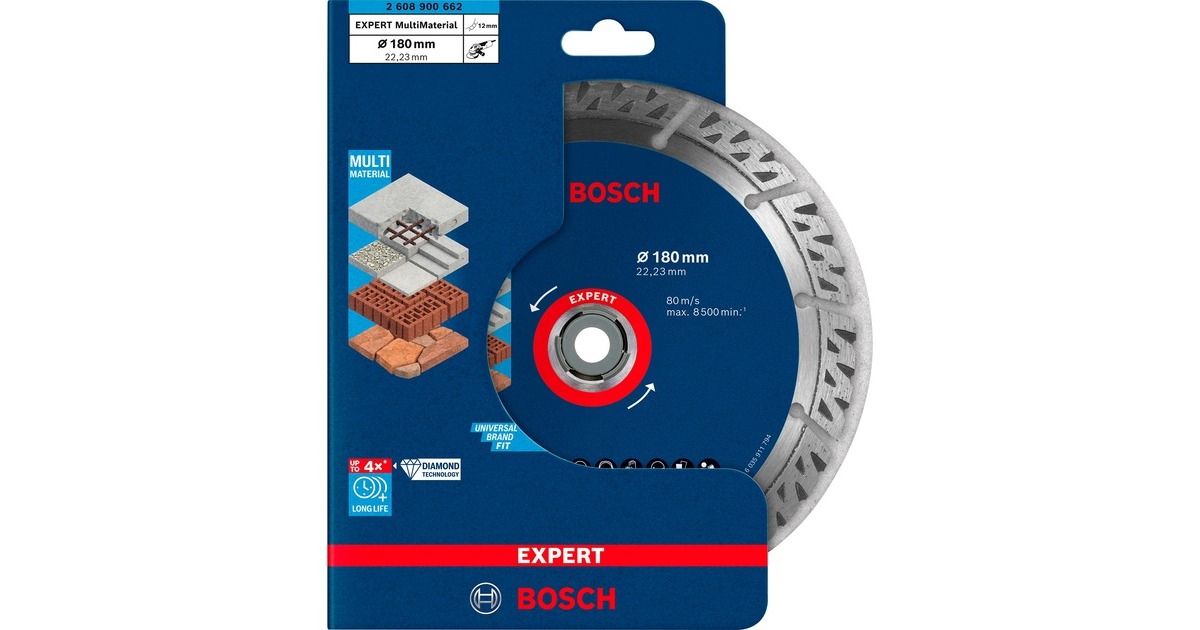 Bosch Diamanttrennscheibe Expert MultiMaterial, Ø 180mm(Bohrung 22,23mm)