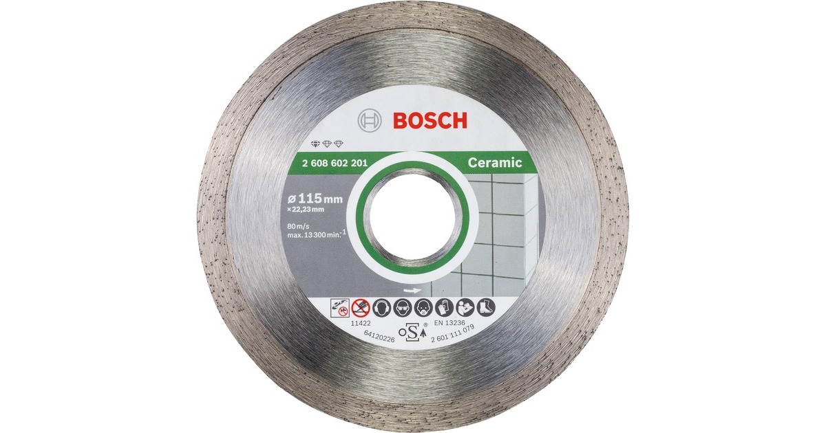 Bosch Diamanttrennscheibe Standard for Ceramic, Ø 115mm(10 Stück, Bohrung 22,23mm)