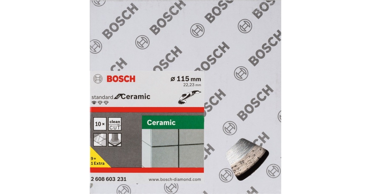 Bosch Diamanttrennscheibe Standard for Ceramic, Ø 115mm(10 Stück, Bohrung 22,23mm)