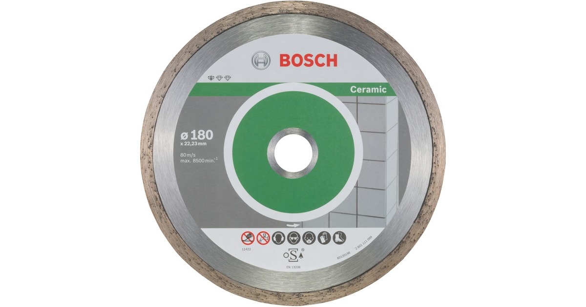 Bosch Diamanttrennscheibe Standard for Ceramic, Ø 180mm(10 Stück, Bohrung 22,23mm)