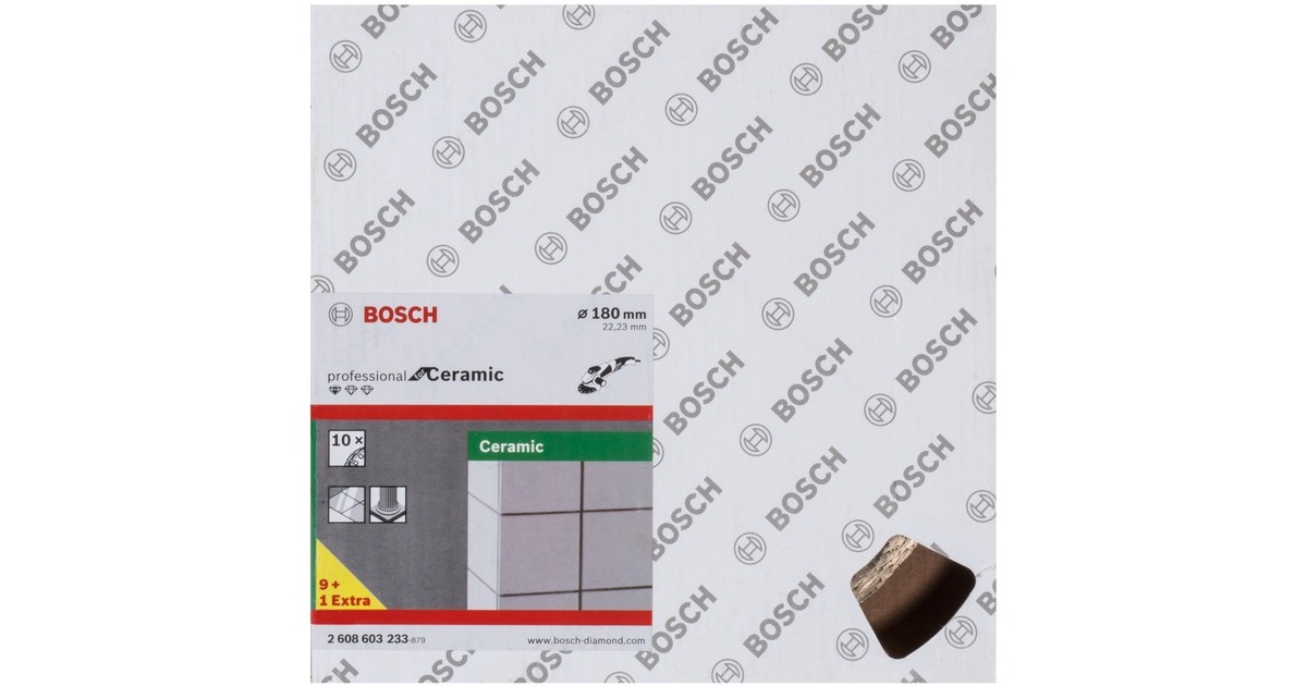 Bosch Diamanttrennscheibe Standard for Ceramic, Ø 180mm(10 Stück, Bohrung 22,23mm)