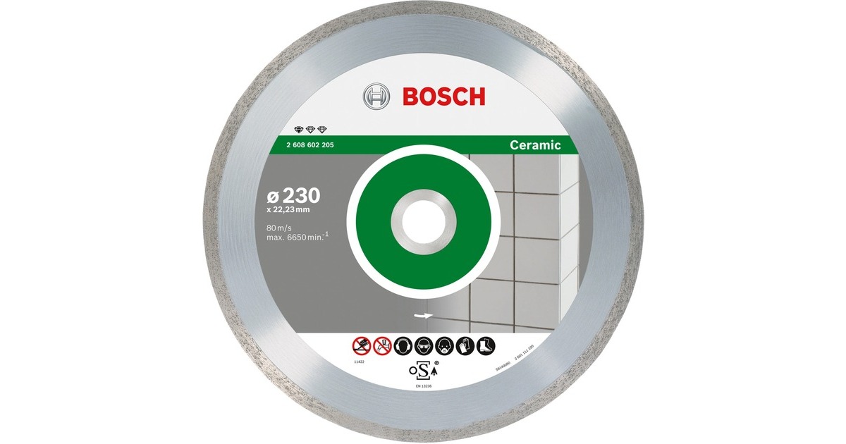 Bosch Diamanttrennscheibe Standard for Ceramic, Ø 230mm(10 Stück, Bohrung 22,23mm)