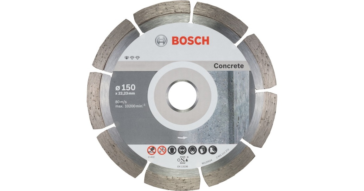 Bosch Diamanttrennscheibe Standard for Concrete, Ø 150mm(10 Stück, Bohrung 22,23mm)