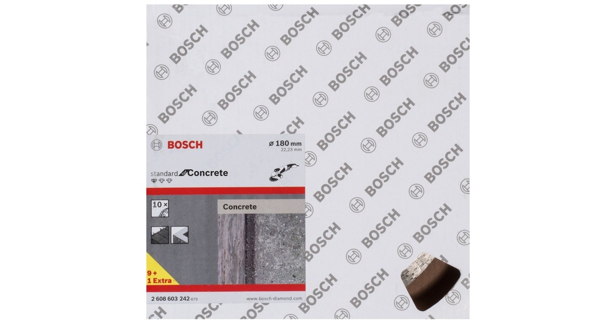 Bosch Diamanttrennscheibe Standard for Concrete, Ø 180mm(10 Stück, Bohrung 22,23mm)
