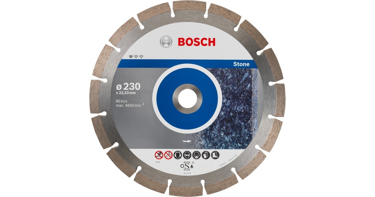 Bosch Diamanttrennscheibe Standard for Stone, Ø 230mm(10 Stück, Bohrung 22,23mm)