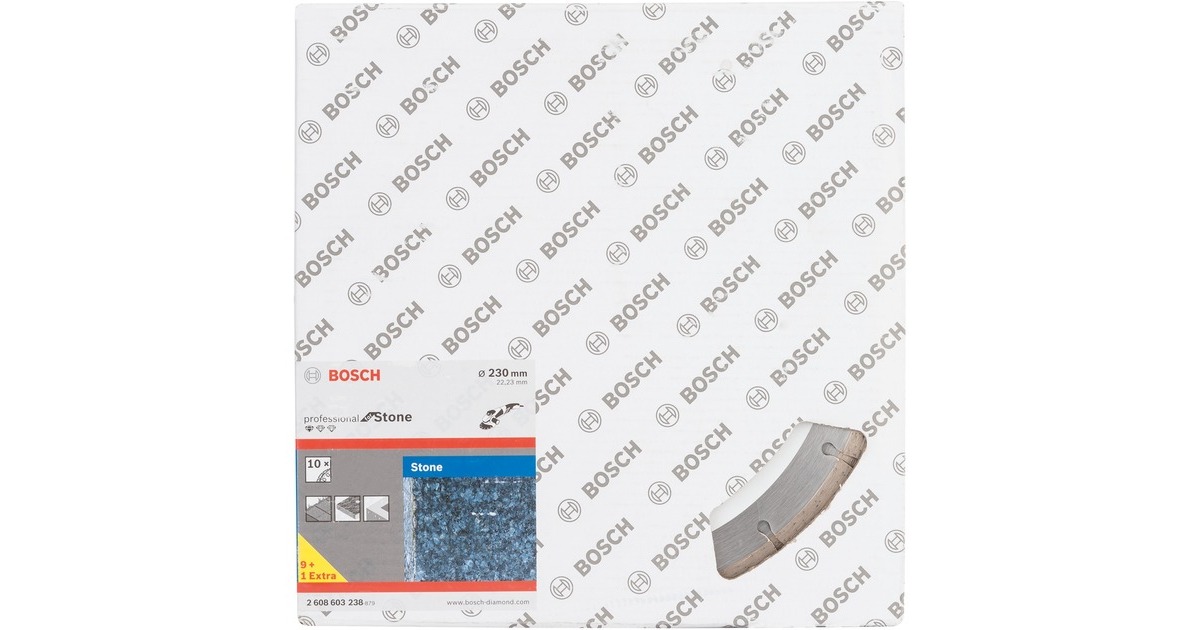 Bosch Diamanttrennscheibe Standard for Stone, Ø 230mm(10 Stück, Bohrung 22,23mm)
