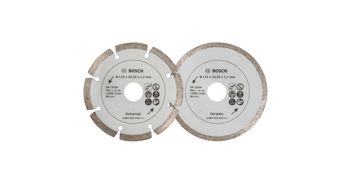 Bosch Diamanttrennscheiben-Set für Fliesen und Baumaterial, Ø 115mm(2-teilig)