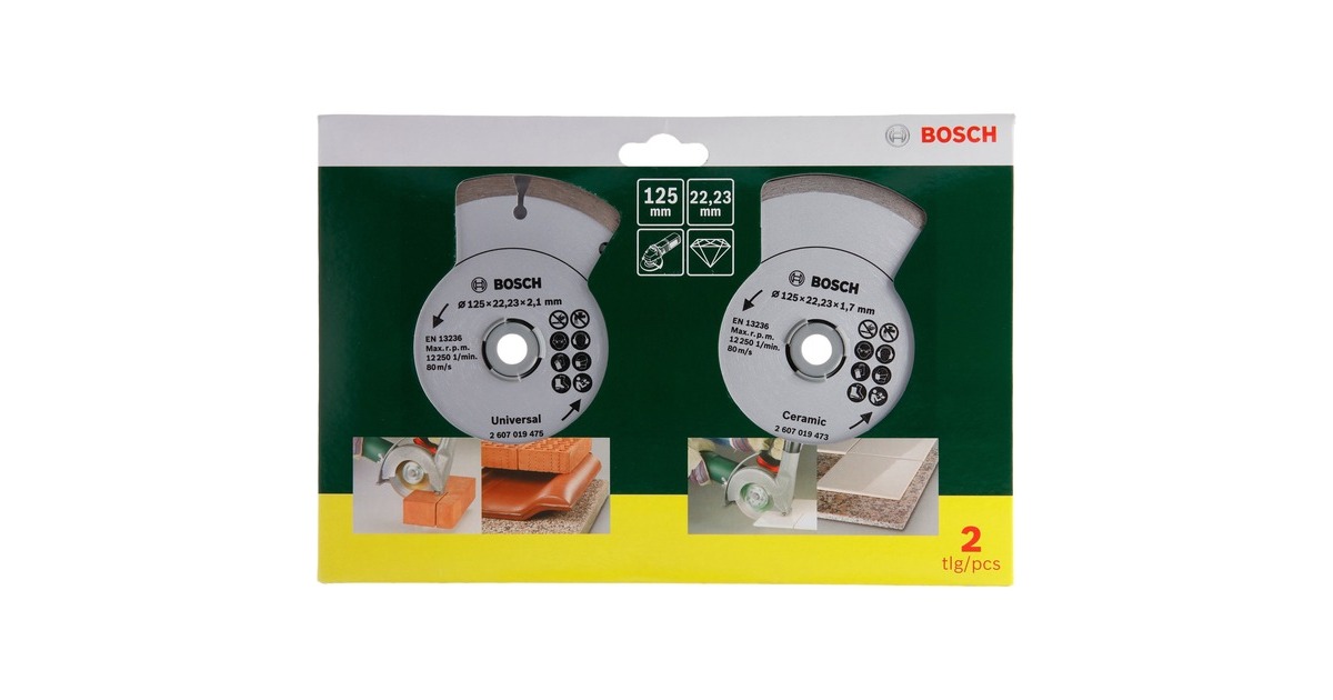Bosch Diamanttrennscheiben-Set für Fliesen und Baumaterial, Ø 125mm(2-teilig)