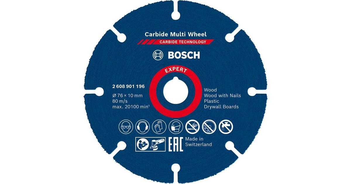 Bosch EXPERT Carbide MultiWheel Trennscheibe, Ø 76mm(Bohrung 10mm, für Mini-Winkelschleifer)