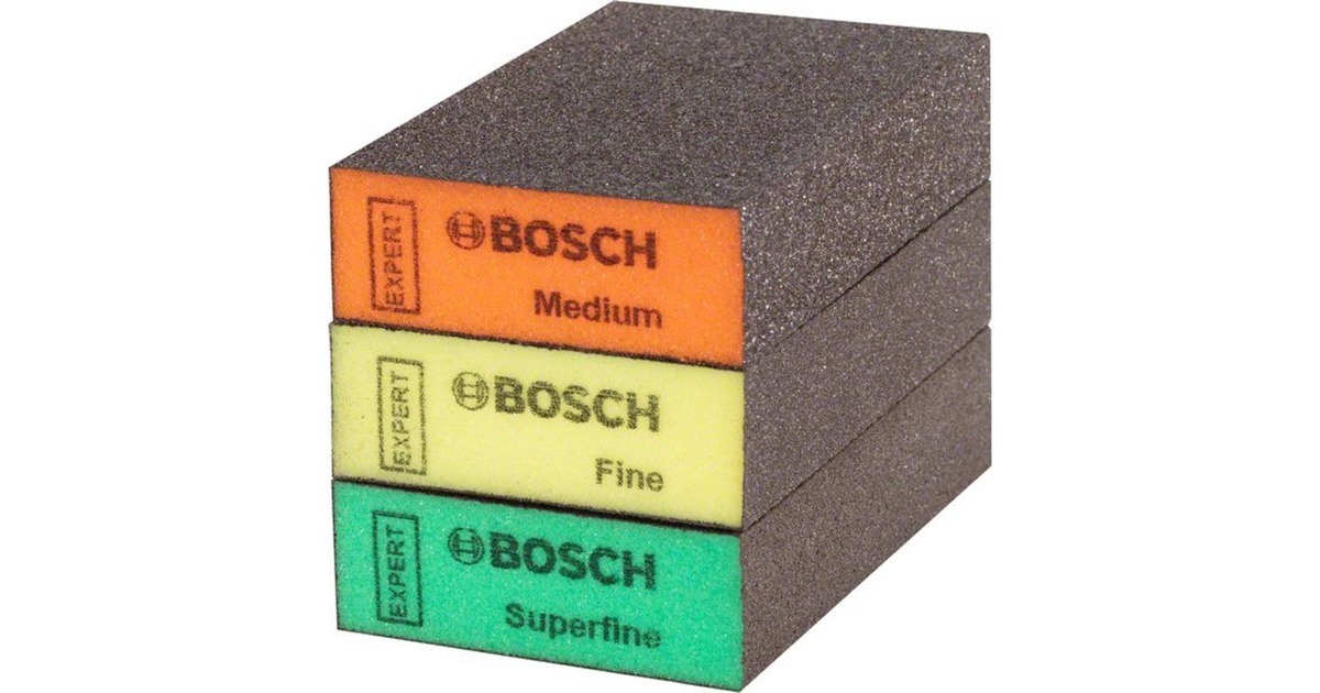 Bosch EXPERT S471 Standard Schleifblock-Set, 3-teilig, Schleifschwamm(mehrfarbig, 97 x 69 x 26mm)