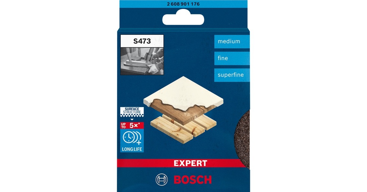 Bosch EXPERT S473 Standard Schleifpad-Set, 3-teilig, Schleifschwamm(mehrfarbig, 98 x 120 x 13mm)