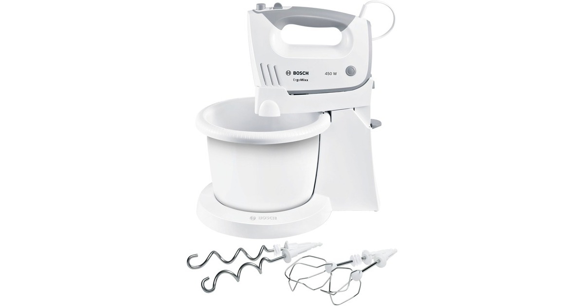 Bosch ErgoMixx standn'bowl MFQ 36460, Handmixer(weiß/grau, inkl. Kunststoffrührschüssel)