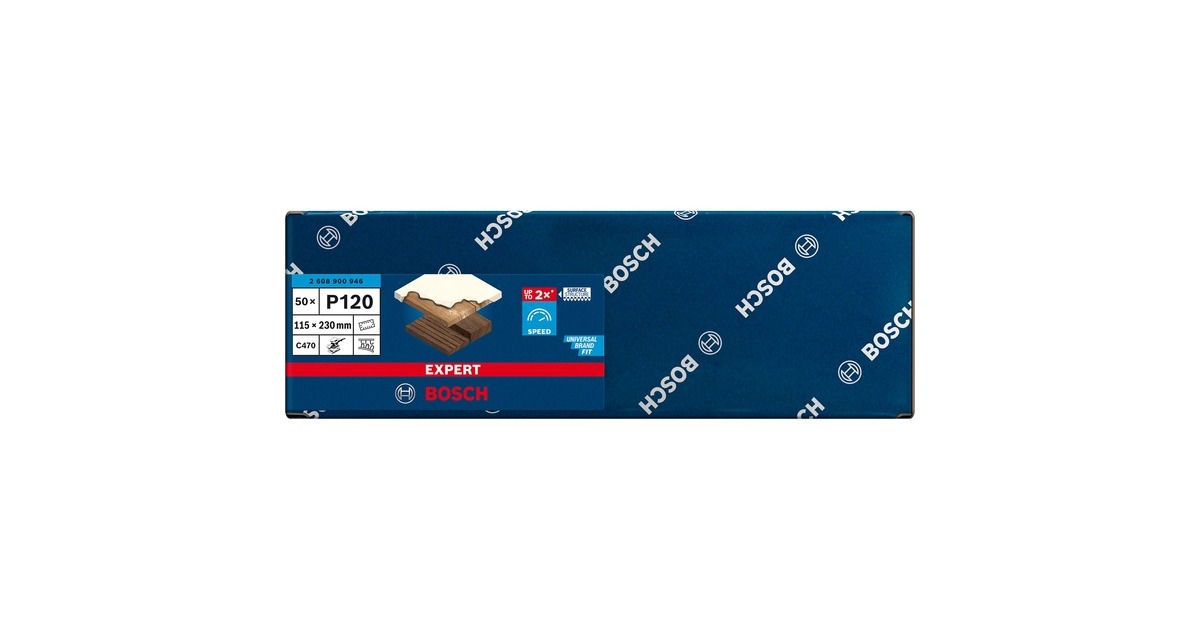 Bosch Expert C470 Schleifblatt, 115 x 230mm, K120(50 Stück, für Schwingschleifer)
