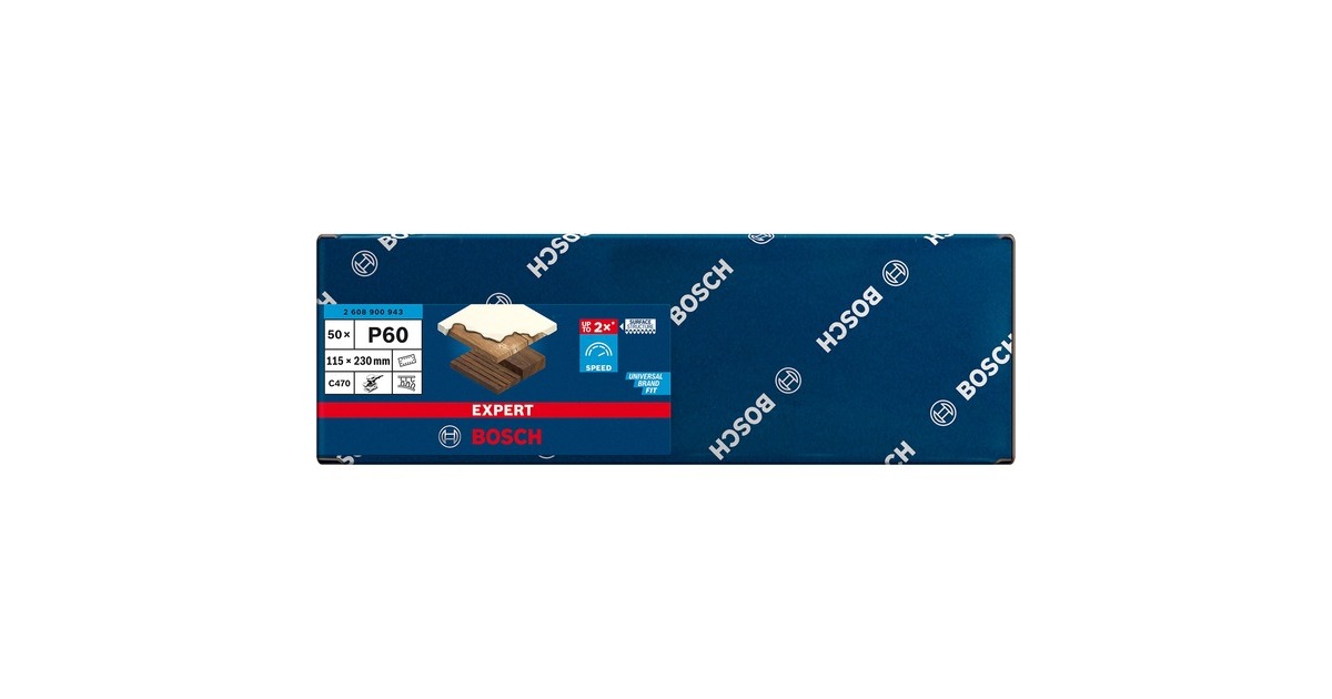 Bosch Expert C470 Schleifblatt, 115 x 230mm, K60(50 Stück, für Schwingschleifer)