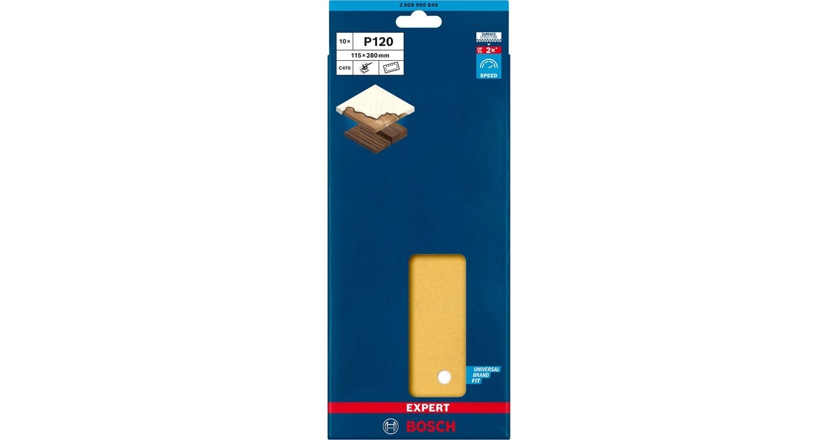 Bosch Expert C470 Schleifblatt, 115 x 280mm, K120(10 Stück, für Schwingschleifer)
