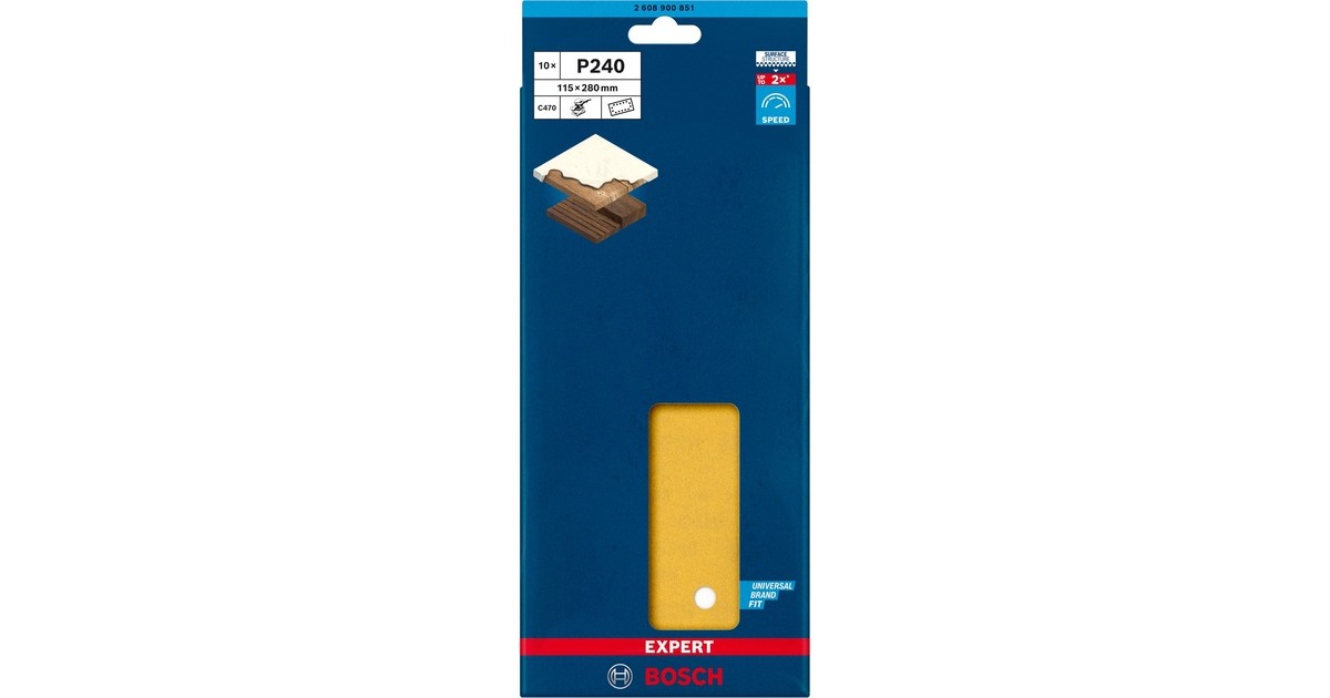Bosch Expert C470 Schleifblatt, 115 x 280mm, K240(10 Stück, für Schwingschleifer)