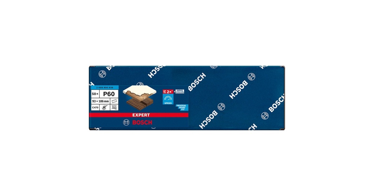 Bosch Expert C470 Schleifblatt, 93 x 186mm, K60(50 Stück, für Schwingschleifer)