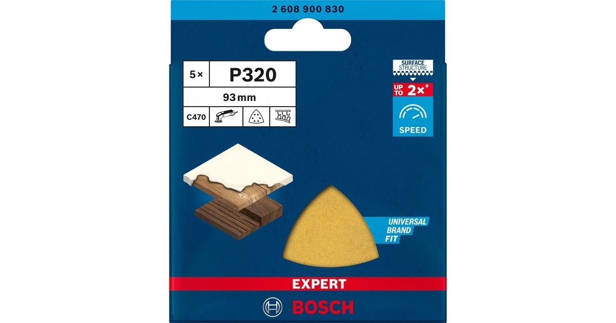 Bosch Expert C470 Schleifblatt, 93mm, K320(5 Stück, für Deltaschleifer)