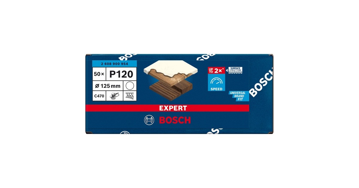 Bosch Expert C470 Schleifblatt, Ø 125mm, K120 ungelocht(50 Stück, für Exzenterschleifer)