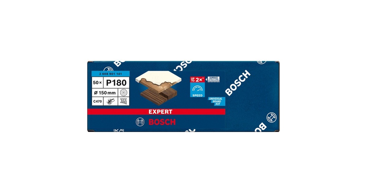 Bosch Expert C470 Schleifblatt, Ø 150mm, K180 Multilochung(50 Stück, für Exzenterschleifer)