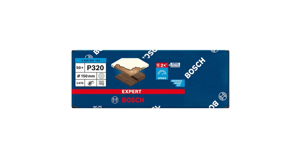 Bosch Expert C470 Schleifblatt, Ø 150mm, K320 Multilochung(50 Stück, für Exzenterschleifer)