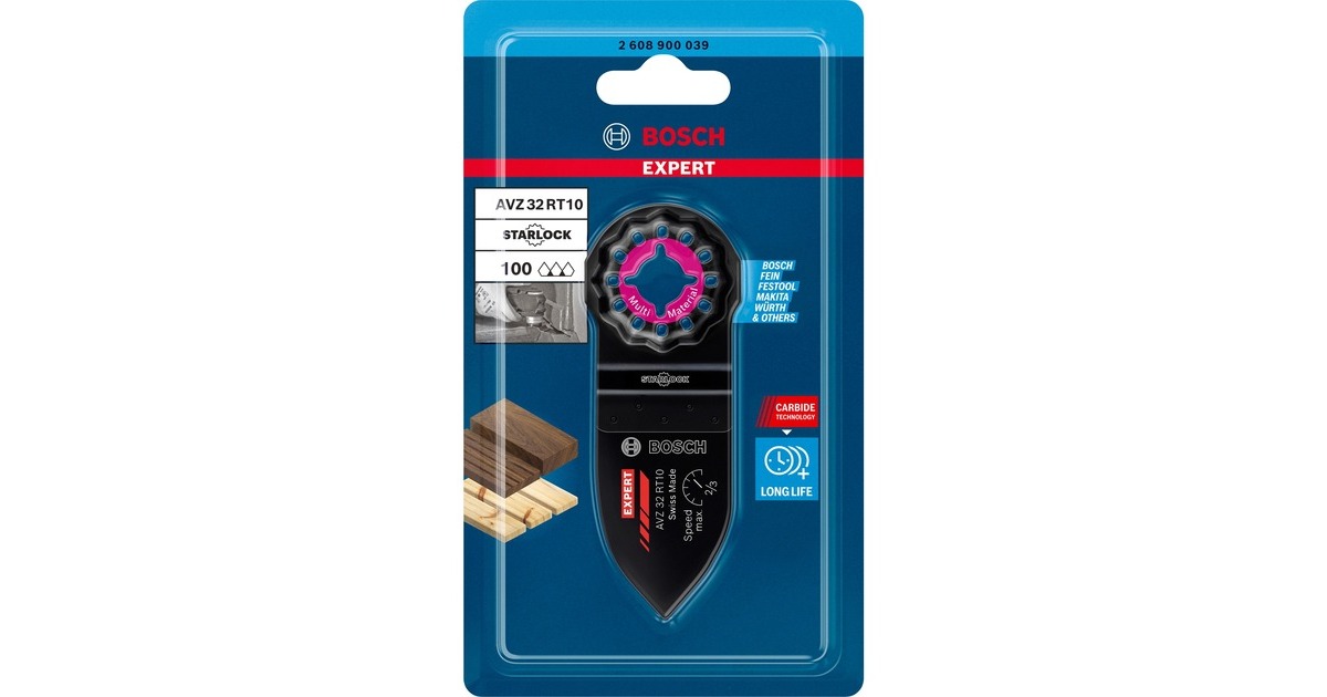 Bosch Expert Carbide Schleiffinger AVZ 32 RT10 MultiMaterial, 53mm, Schleifscheibe(Starlock, K100)