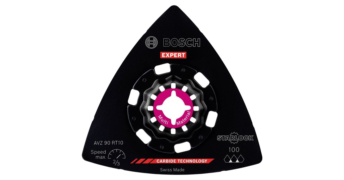 Bosch Expert Carbide Schleifplatte AVZ 90 RT10 MultiMaterial, Ø 90mm, Schleifscheibe(Starlock, K100)