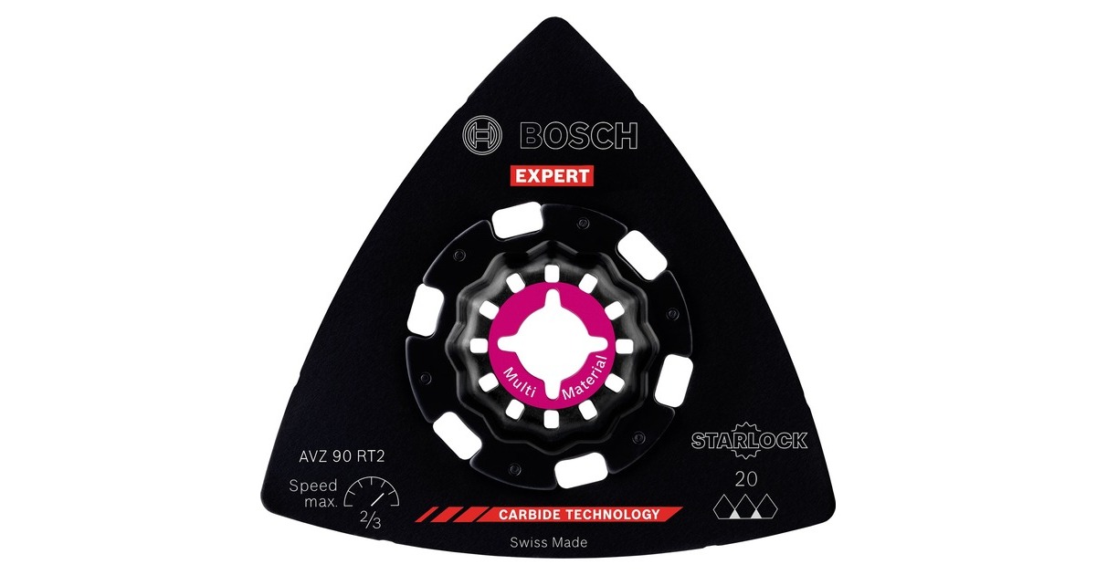Bosch Expert Carbide Schleifplatte AVZ 90 RT2 MultiMaterial, Ø 90mm, Schleifscheibe(Starlock, K20)